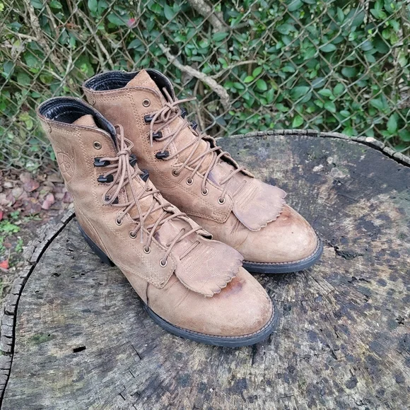 Ariat Shoes Vintage Women Leather Brown Kiltie Boots By Ariat